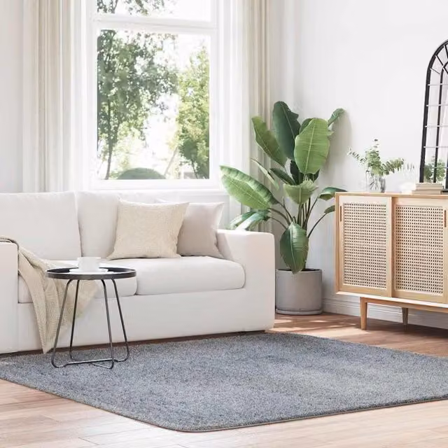 Berkfield Home NAVARRA Shaggy High Pile Rug, Silver Grey, W/D: 200 x 200 cm