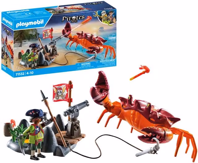 Playmobil Battle with the Giant Crab Toy Set, Orange