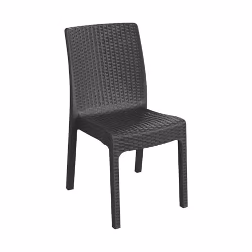 Harbour Housewares Nilufer Garden Dining Chairs, Pack of 4, Anthracite Rattan Effect Stackable Outdoor Seating – 3