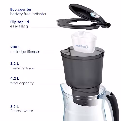 Aquaphor Water Filter Jug, Onyx Black, 4.2 l – 5