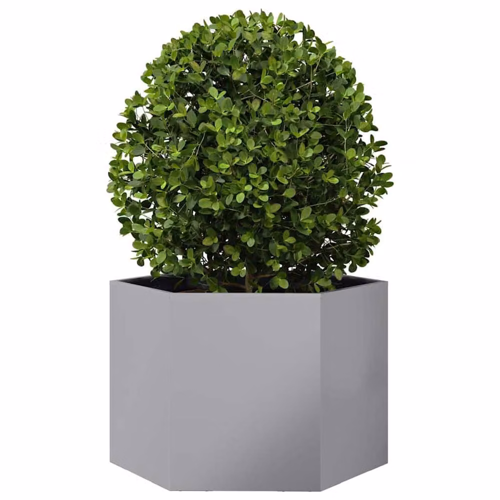 Berkfield Home Hexagon Garden Planter in Silver Galvanised Steel, W: 69 cm, D: 60 cm, H: 45 cm – 3