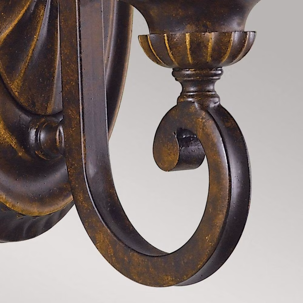 Netlighting Drawing Room Wall Light with Brown Glass Shade and Walnut Finish, E27 – 2