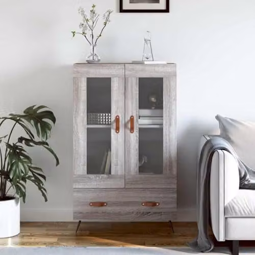 vidaXL Modern Grey Highboard in Engineered Wood W/D/H: 69.5 x 31.0 x 115.0 cm – 2