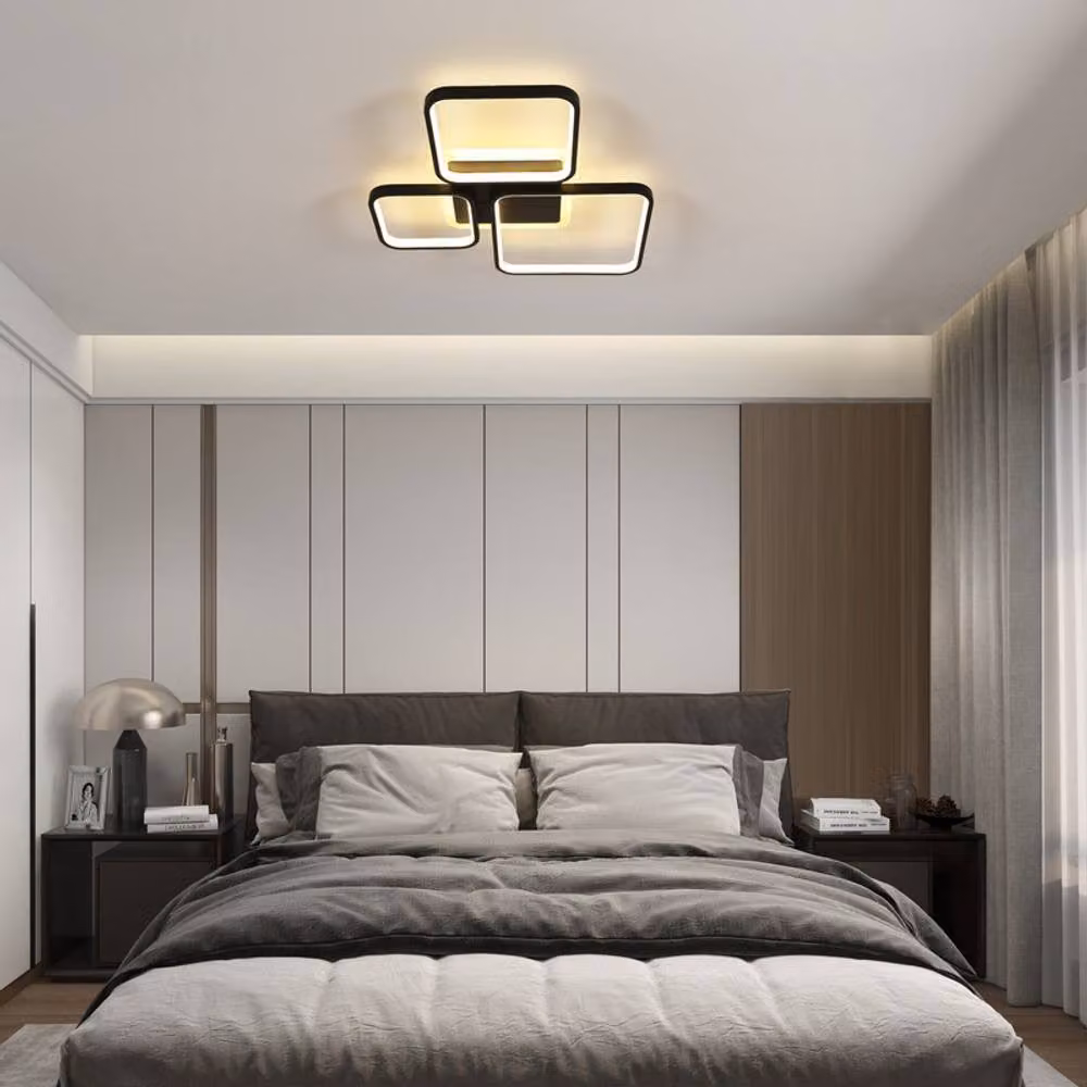 COMELY Modern Square Dimmable LED Ceiling Light in Black – 2