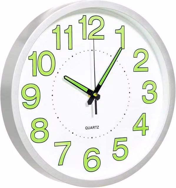 Berkfield Home Luminous Round Analog Wall Clock in White, Diameter: 30 cm