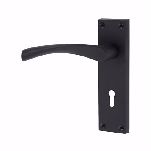 Golden Grace Astrid Lever Lock Door Handle Set in Matt Black Zinc – 3