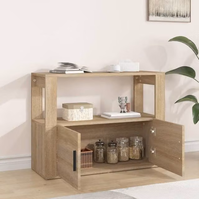 Berkfield Home Sonoma Oak Sideboard in Light Oak, W/D/H: 80 x 30 x 60 cm – 1