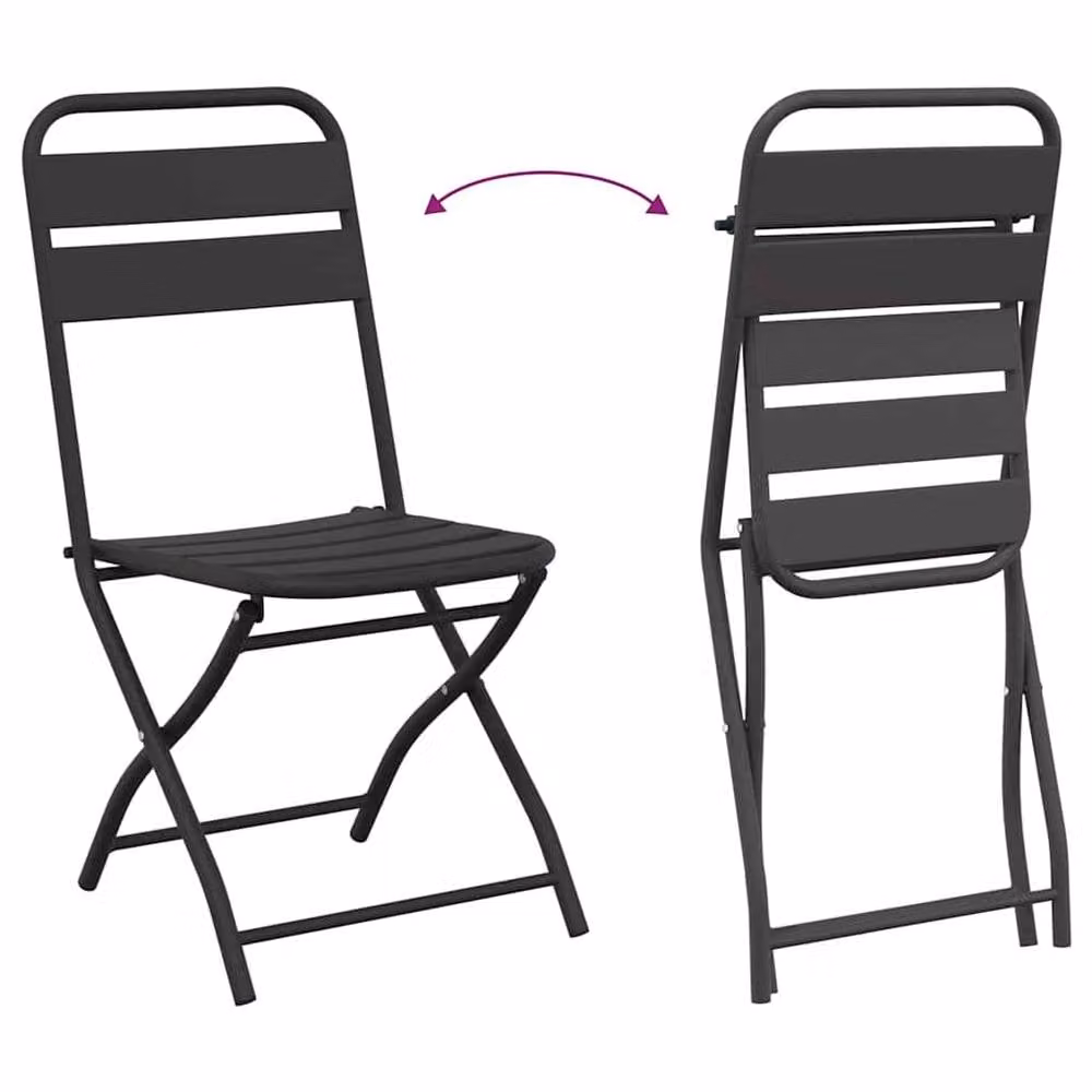 Berkfield Home Set of 2 Folding Garden Chairs in Anthracite Grey, Powder-coated Steel, W/D/H: 42 x 52 x 82 cm – 6