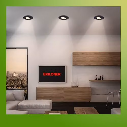 Briloner Set of 3 Dimmable CCT LED Recessed Downlights in Black, D: 90 mm, H: 24 mm – 3