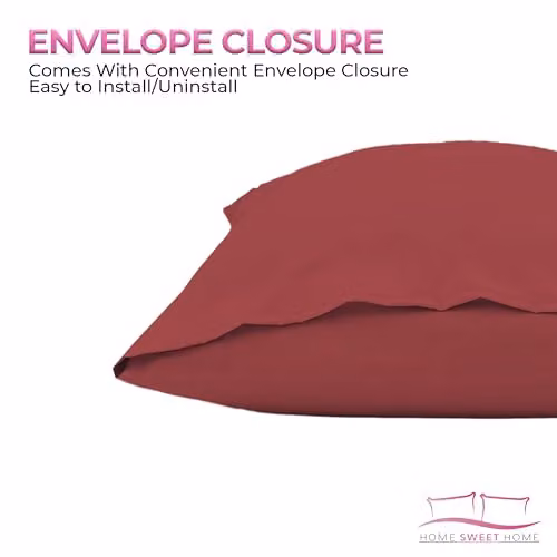Home Sweet Home UK Snug City Red Polycotton Plain Dyed Housewife Pillowcase Pair with Envelope Closure, W: 48 cm x L: 74 cm – 3
