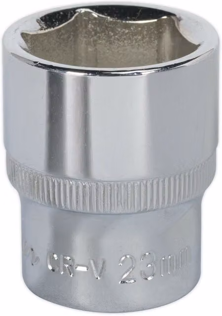 Loops 23mm Forged Steel Drive Socket 1/2 inch Square Drive in Silver Chrome Vanadium