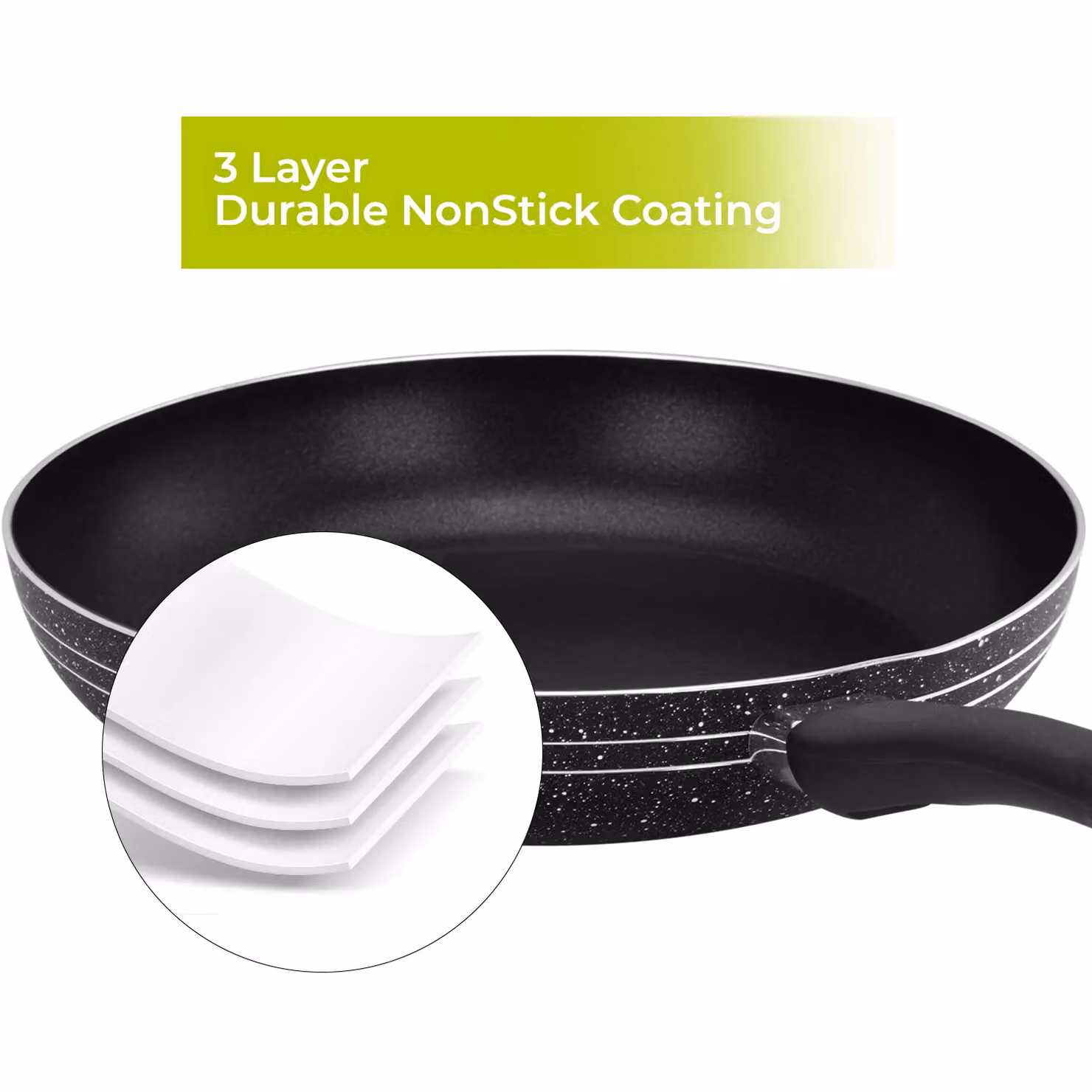 Royalford Non-Stick Aluminium Frying Pan, Black, Small – 4