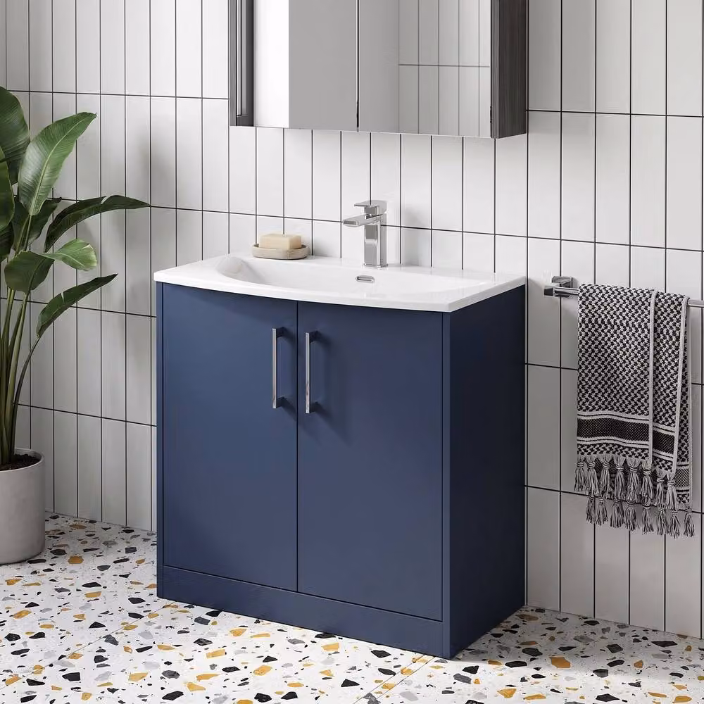 Balterley Winshill Contemporary 2 Door Freestanding Vanity Basin Unit, Blue, Width: 80 cm – 2