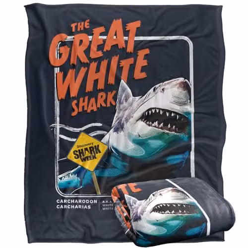 Logovision Shark Week Television Series Multicolour Soft Fleece Throw Blanket, W: 152 cm, D: 127 cm – 1