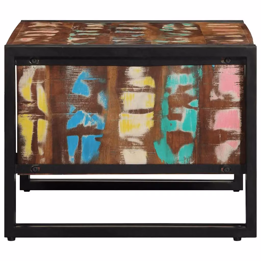 Berkfield Home Multicolour Reclaimed Solid Wood Coffee Table W: 70 cm, D: 50 cm, H: 38 cm – 3