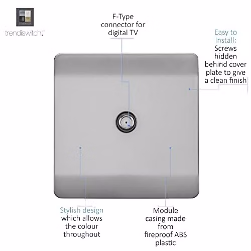 Trendi Switch 1 Gang Flush Satellite Television Socket in Silver – 2