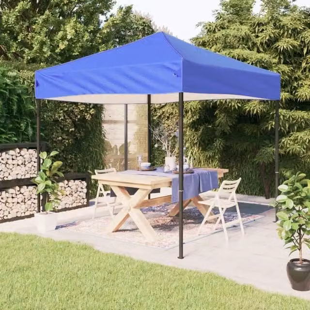Berkfield Home Blue and Silver Folding Party Tent W: 2 m, D: 2 m, H: 2 m