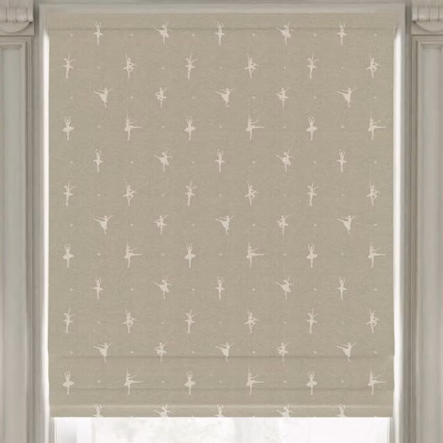 ANTE DECOR Ballerinas Printed Cotton Made To Measure Roman Blind in Toasted Marshmallow