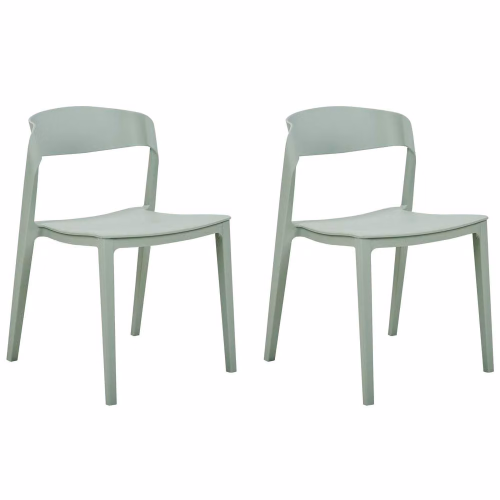 Wyld and Coco Set of 2 Mint Green Stackable Armless Dining Chairs – 2