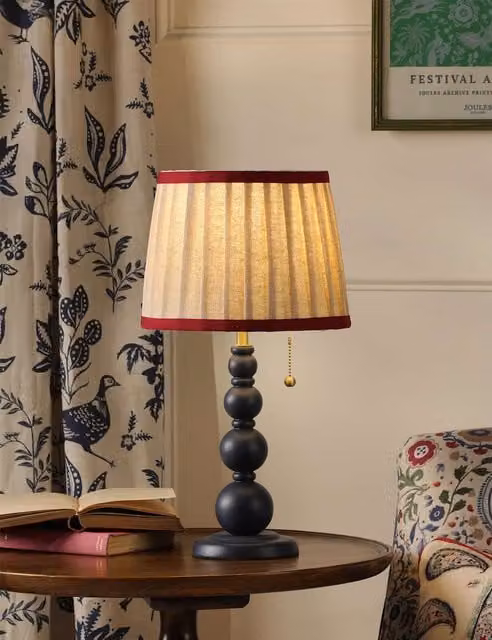 Joules Harewood Wooden Bobbin Table Lamp in Beige and Black