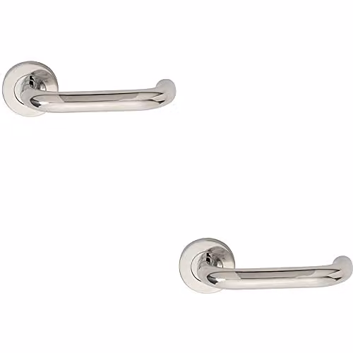 Loops 2 Pack 19mm Round Bar Safety Handle on Round Rose in Polished Stainless Steel with Concealed Fixings