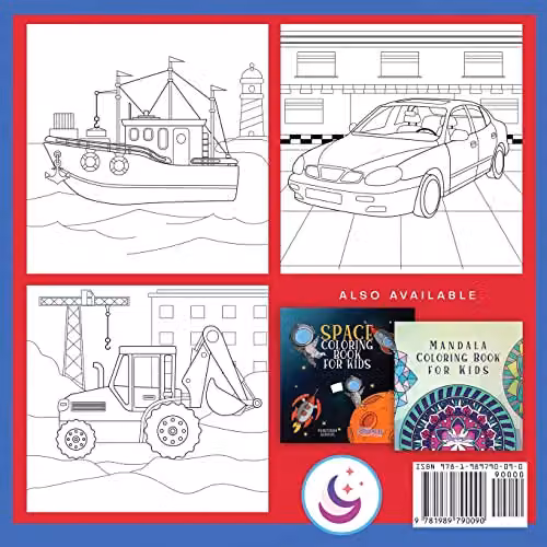 Cars and Trucks and Things That Go Colouring Book for Kids by Young Dreamers Press, Multicolour – 1