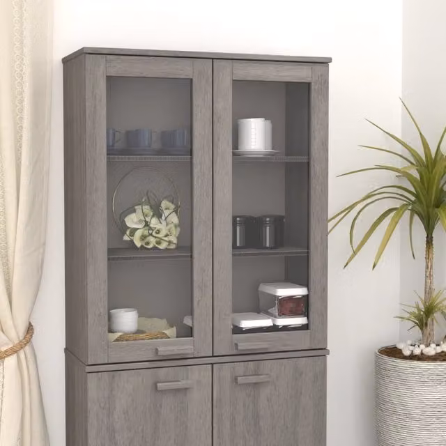 Berkfield Home HAMAR Highboard Top in Light Grey Solid Pine Wood, W/D/H: 85 x 35 x 100 cm