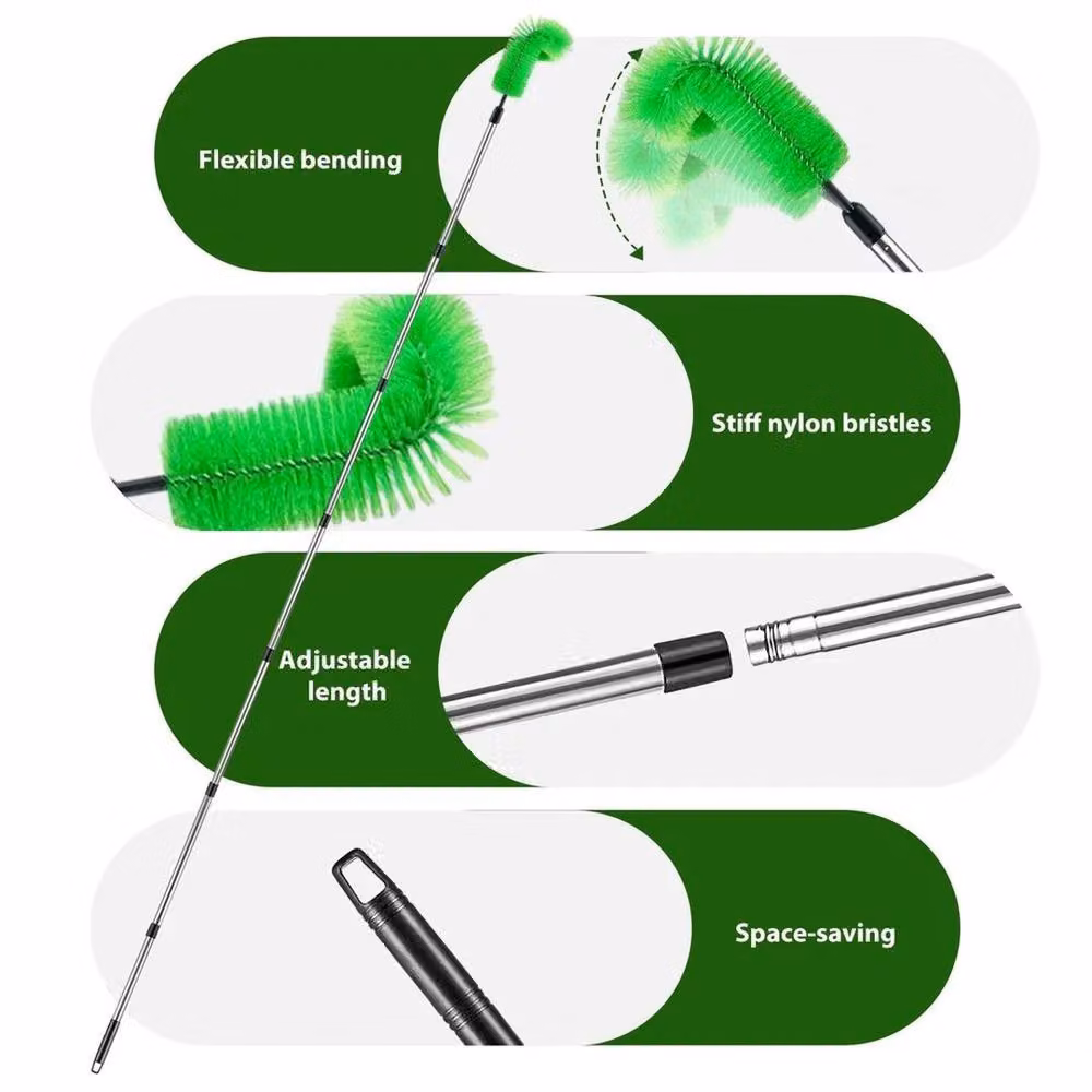 FLAVORA Portable Gutter Cleaning Brush in Green with Stainless Steel Construction – 2