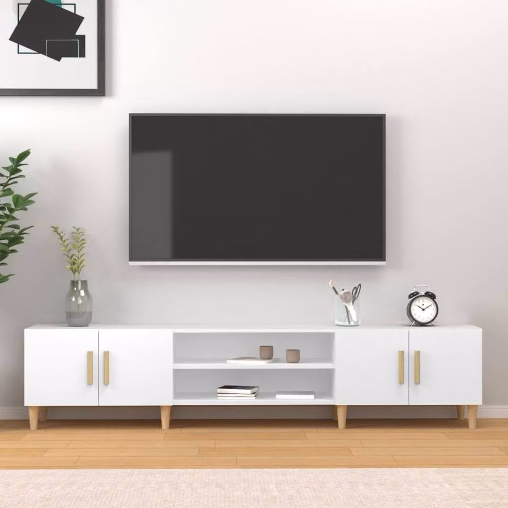 Berkfield Home White TV Cabinet with Hinged Doors and Internal Shelves, W/D/H: 180 x 31.5 x 40 cm – 2