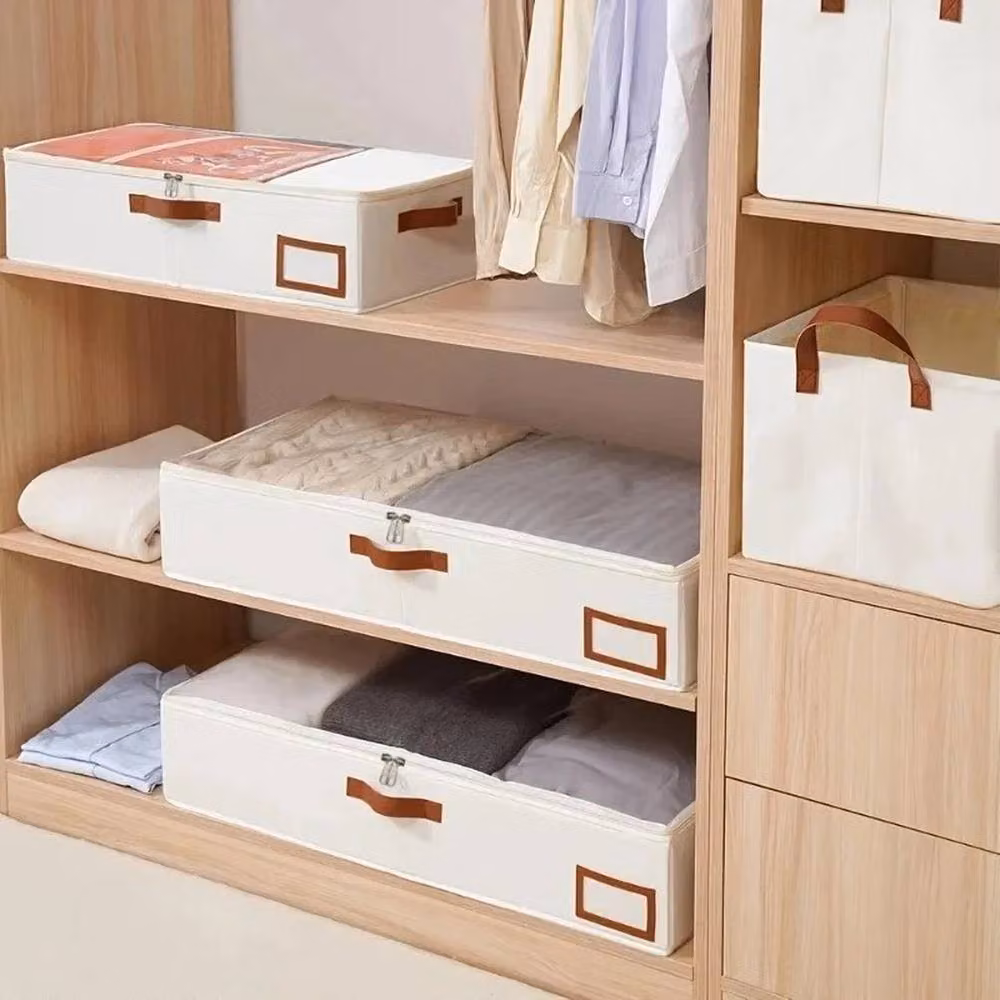FLAVORA Foldable Underbed Clothes Storage Bag in Beige – 3