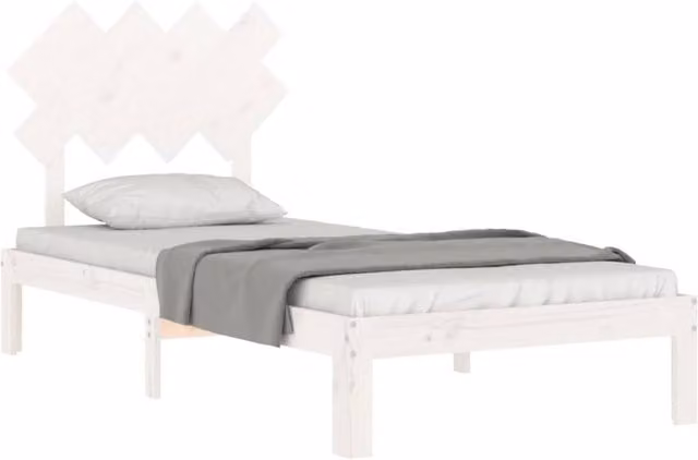 Berkfield Home Beautiful Bed Frame with Headboard in White Solid Pine Wood W/D/H: 90 x 200 x 93.5 cm