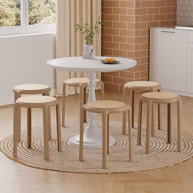 Livingandhome Set of 6 Brown Plastic Stacking Stools