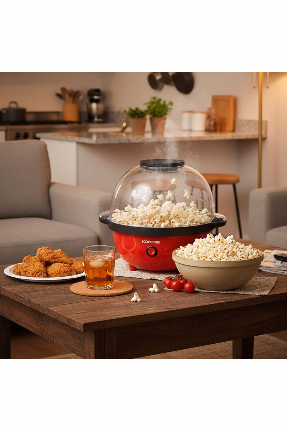 Living and Home 650W Electric Popcorn Maker Machine in Red – 3