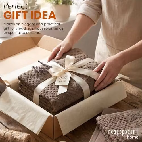 Rapport Home Versailles Jacquard 6-Piece Cotton Towel Bale Set in Brown – 6