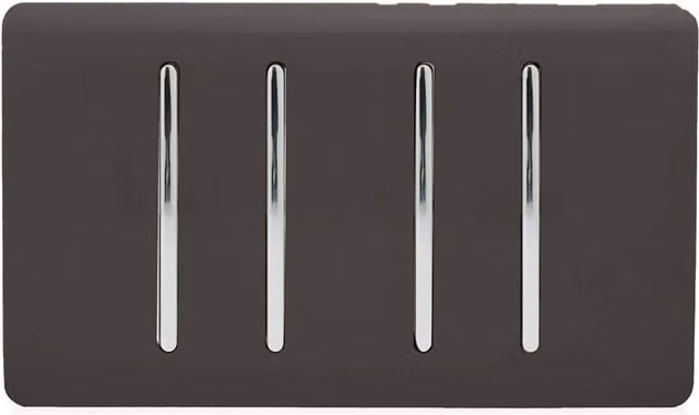 Trendi Modern Glossy 4 Gang 2 Way Rocker Double Plate Tactile Light Switch in Brown