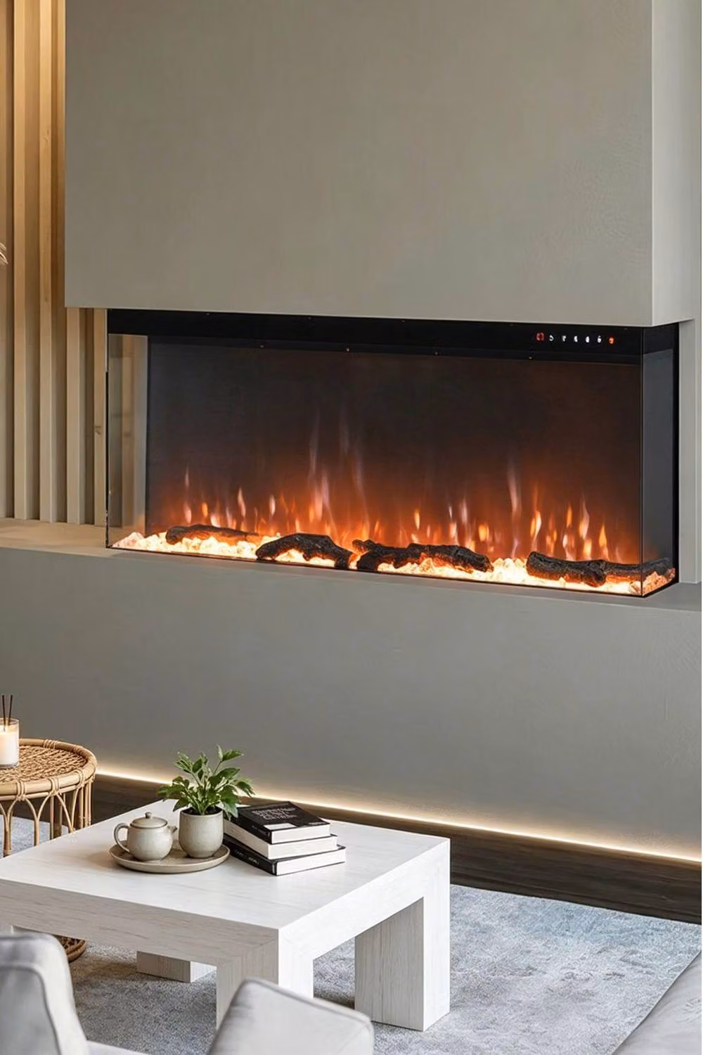 Living and Home 70 Inch 3-Sided Electric Fireplace in Black with Remote and 12 Colour Options – 2