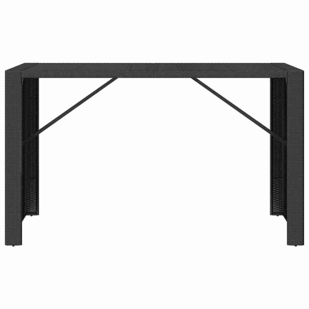 Berkfield Home Black Poly Rattan Bar Table with Glass Top, W/D/H: 185 x 80 x 110 cm – 2