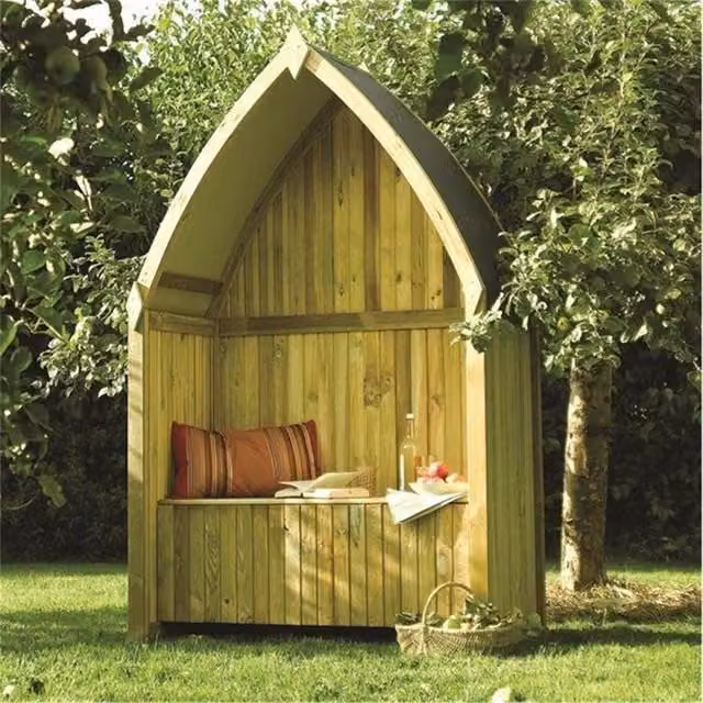 Cheshire Pressure Treated Garden Arbour with Underseat Storage in Light Oak