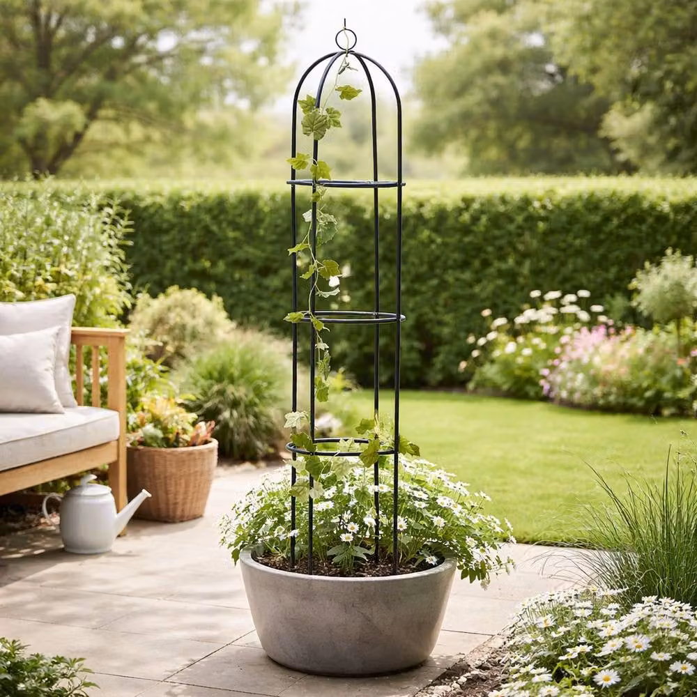 Marco Paul Heavy Duty Metal Garden Obelisk Trellis Support in Black, Height: 190 cm, Width: 40 cm – 5