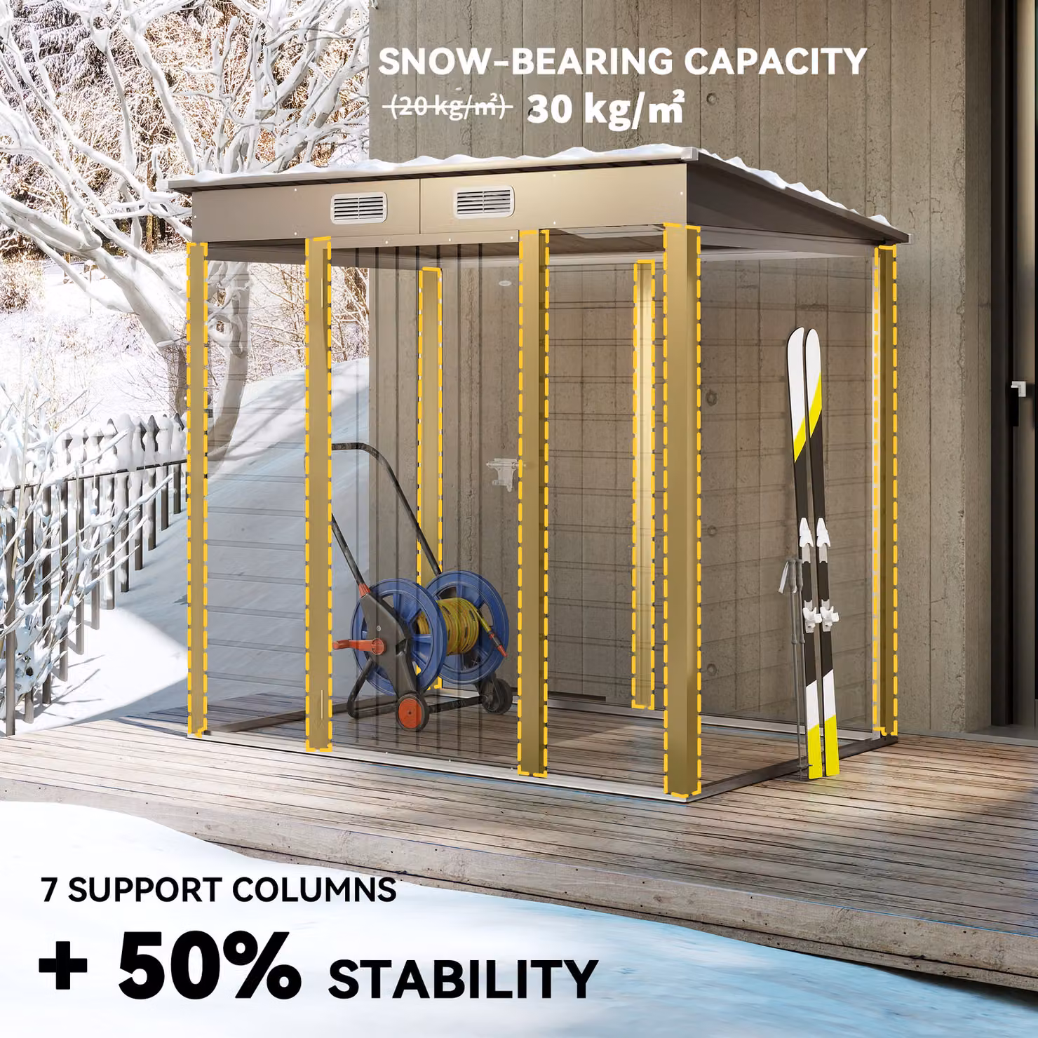 Outsunny Grey Galvanised Steel Metal Garden Shed with Lockable Door – 3