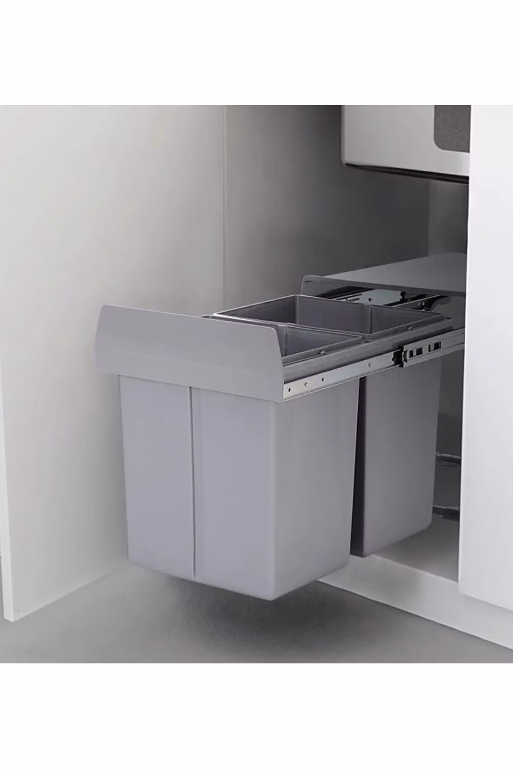 Living and Home 2-Section Double Compartment Kitchen Waste Bin with Flip Lid, Grey, 2 x 20L – 2