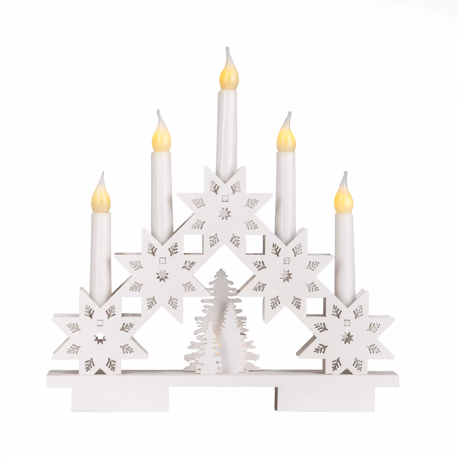 Marco Paul White Wooden Star Christmas Candle Bridge with 5 Faux Candles, W/D/H: 30 x 30 x 5 cm – 2