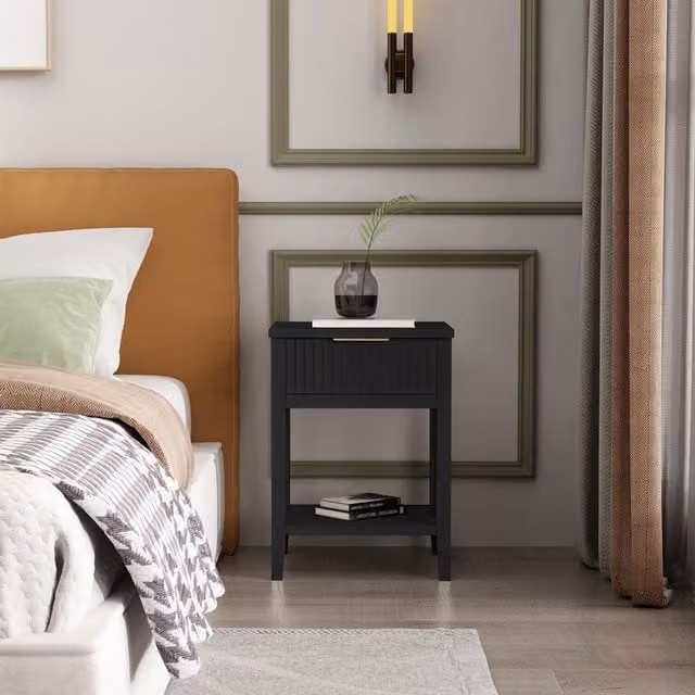 Cabinet Bits Monti 1 Drawer Bedside Table in Black Matt Metal – 1
