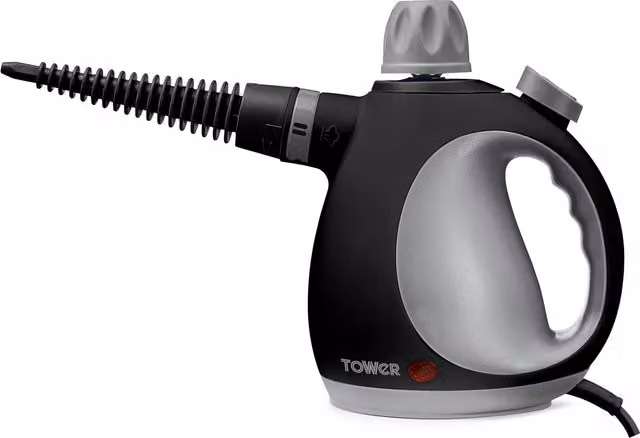 Tower THS10 Handheld Steam Cleaner in Silver and Black