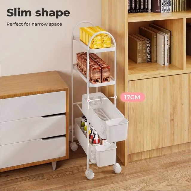 EONLION 4 Tier Metal Kitchen Trolley Cart in White, Height: 100 cm – 1