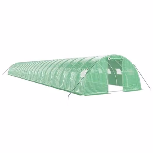 vidaXL Greenhouse with Green Steel Frame, 96 m², W: 24 m, D: 4 m, H: 2 m – 1