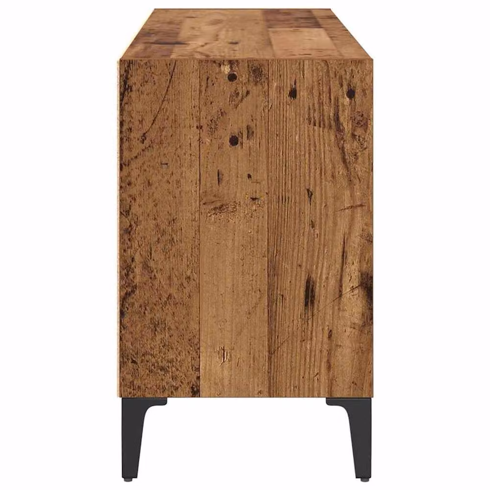 Berkfield Home Old Wood TV Stand in Brown with Industrial Wood and Metal Storage – 5