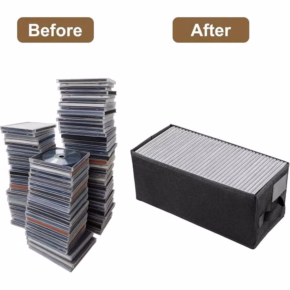 Nordara 4-Piece DVD and CD Storage Box Set in Black, W: 35 cm, D: 16 cm, H: 15.5 cm – 4