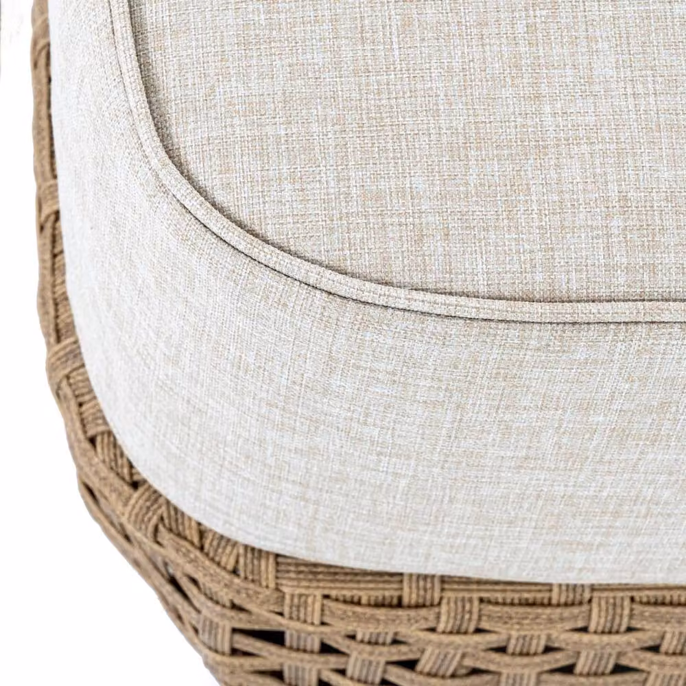 Wyld Haus Sardinia Outdoor Rattan Footstool with Brown Cushion in Beige – 3