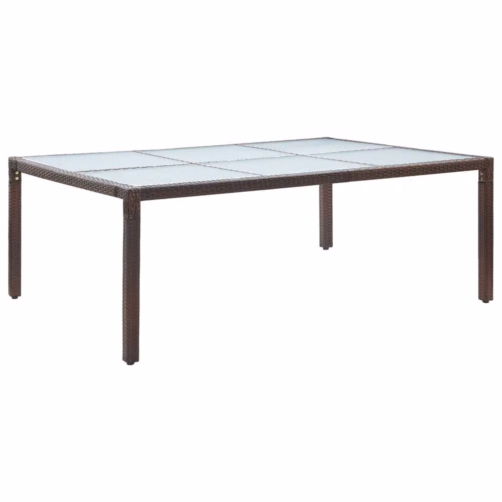 Berkfield Home Brown Poly Rattan Outdoor Dining Table with Glass Top, W/D/H: 200 x 150 x 74 cm – 2